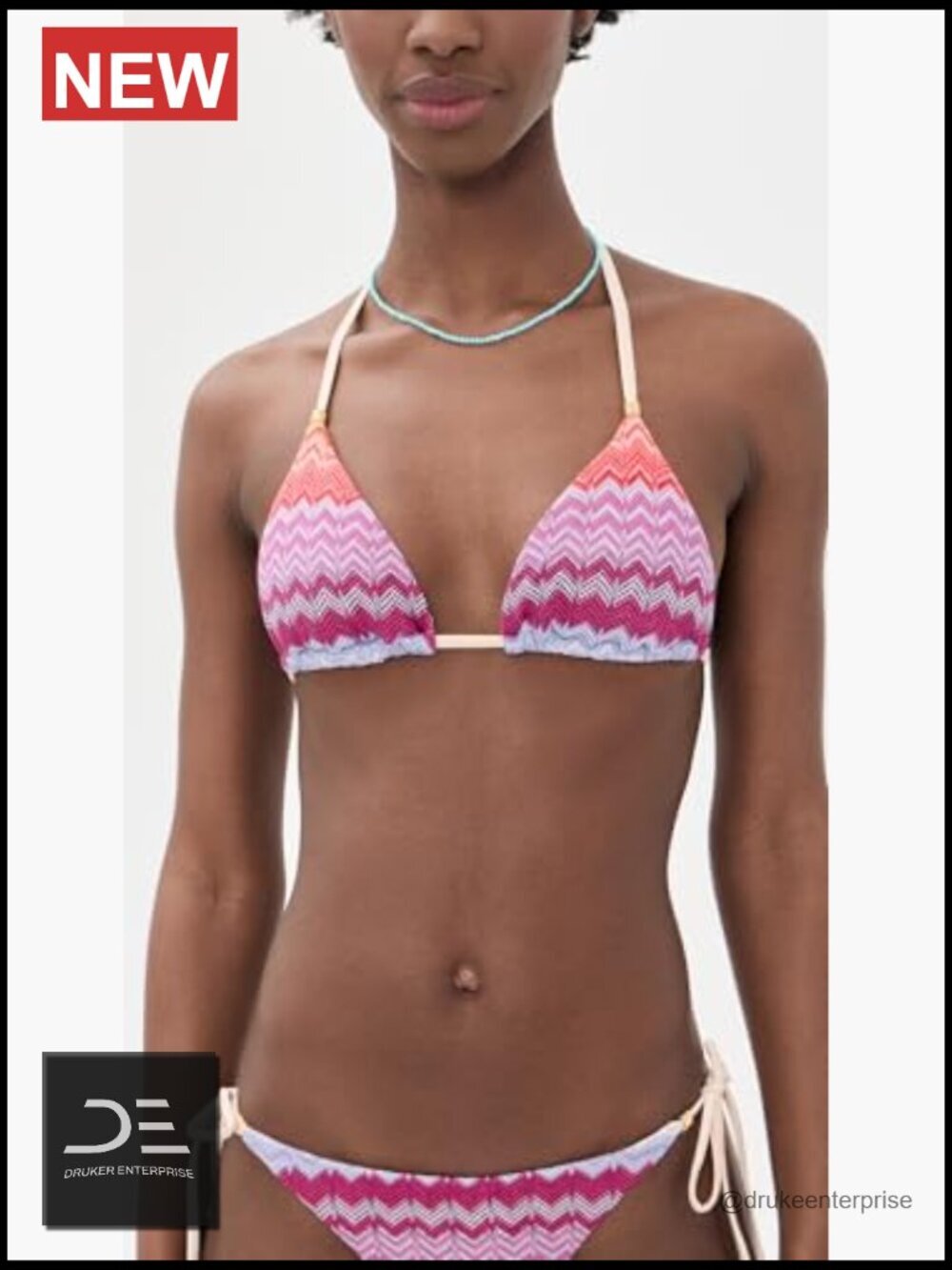 Triangle Bikini Top with Removable Padding Chevron Pattern - Picture 2 of 6